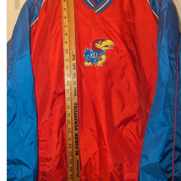 VTG Kansas Jayhawks KU Pullover Jacket Blue Mens Size L G-lll Sports Carl Banks - Picture 8 of 14